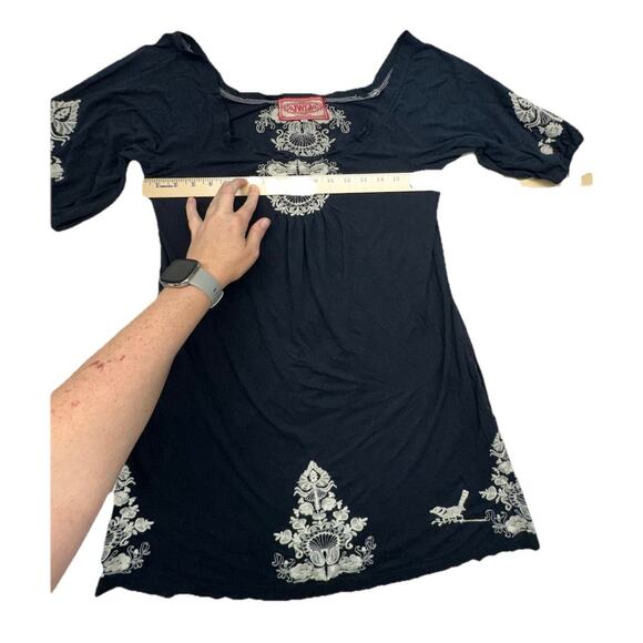 Johnny Was Dress Womens XS Black Floral Embroidered Off Shoulder - Picture 4 of 10